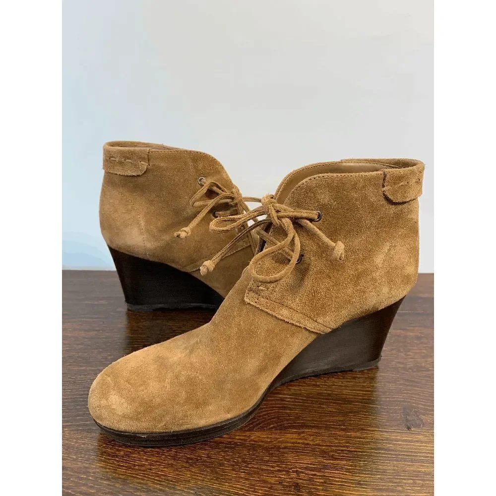 Via Spiga Women's Suede Brown Wedge Ankle Boots Size 39